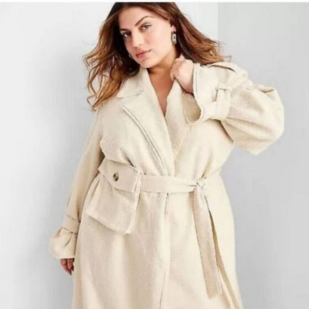 Future Collective™ - Boucle Frayed Edge Trench Coat & Skirt